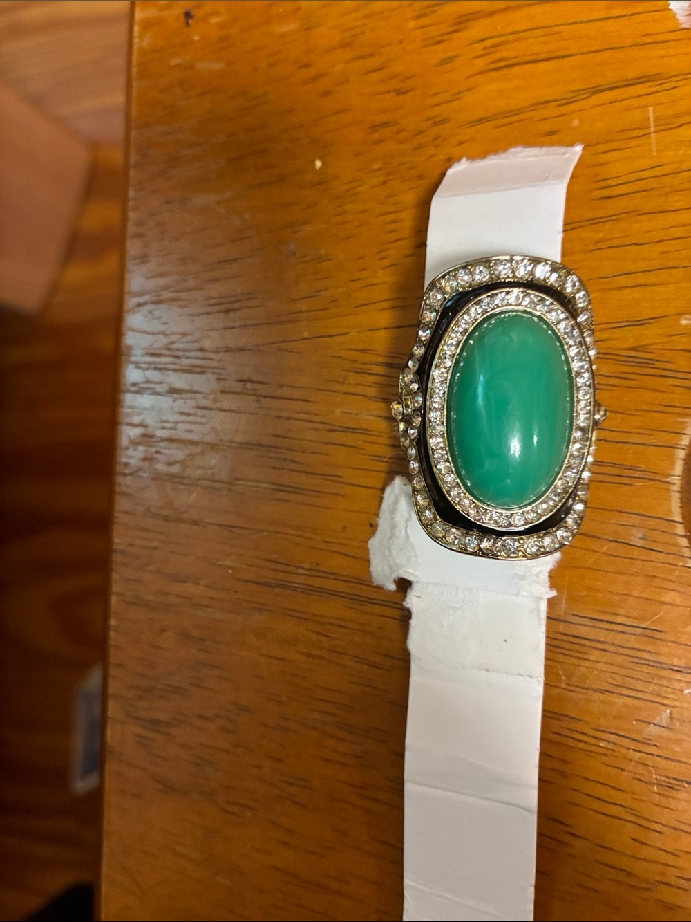 Green Cabochon Crystal-Accent Stretch Bracelet